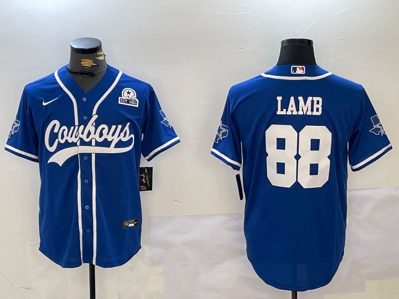 Men Dallas Cowboys #88 Lamb Blue Joint Name 2024 Nike Limited NFL Jersey style 9302